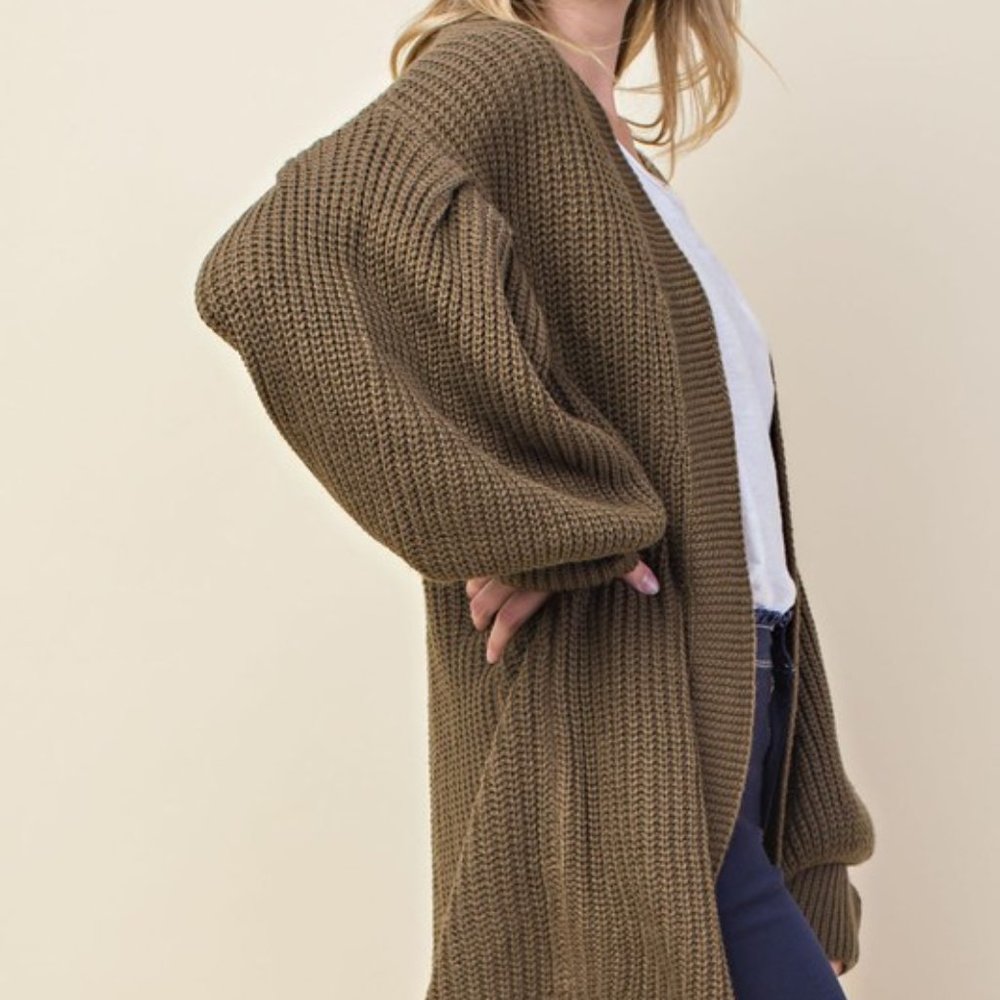Bubble Sleeve Sweater Cardigan - Picture 3 of 5